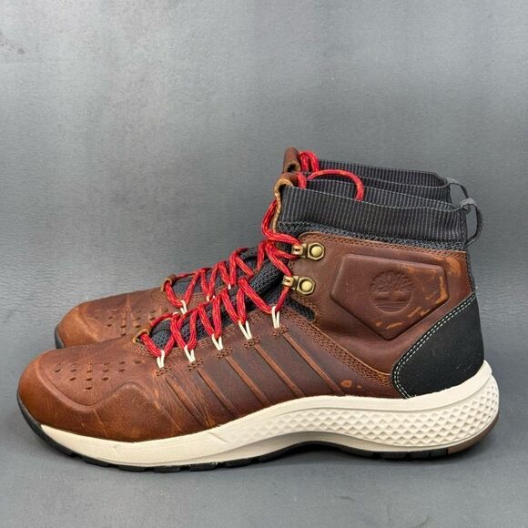 Timberland Mens FlyRoam Trail Mid Leather Forty Wheat sneaker boot Sz 10 - Picture 3 of 9
